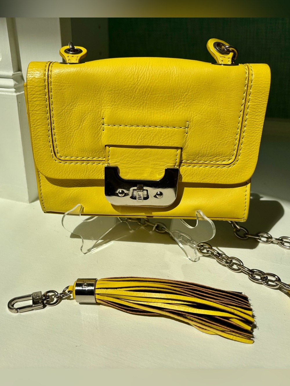 Diane Von Furstenberg Yellow Leather Crossbody with Tassel- Harper